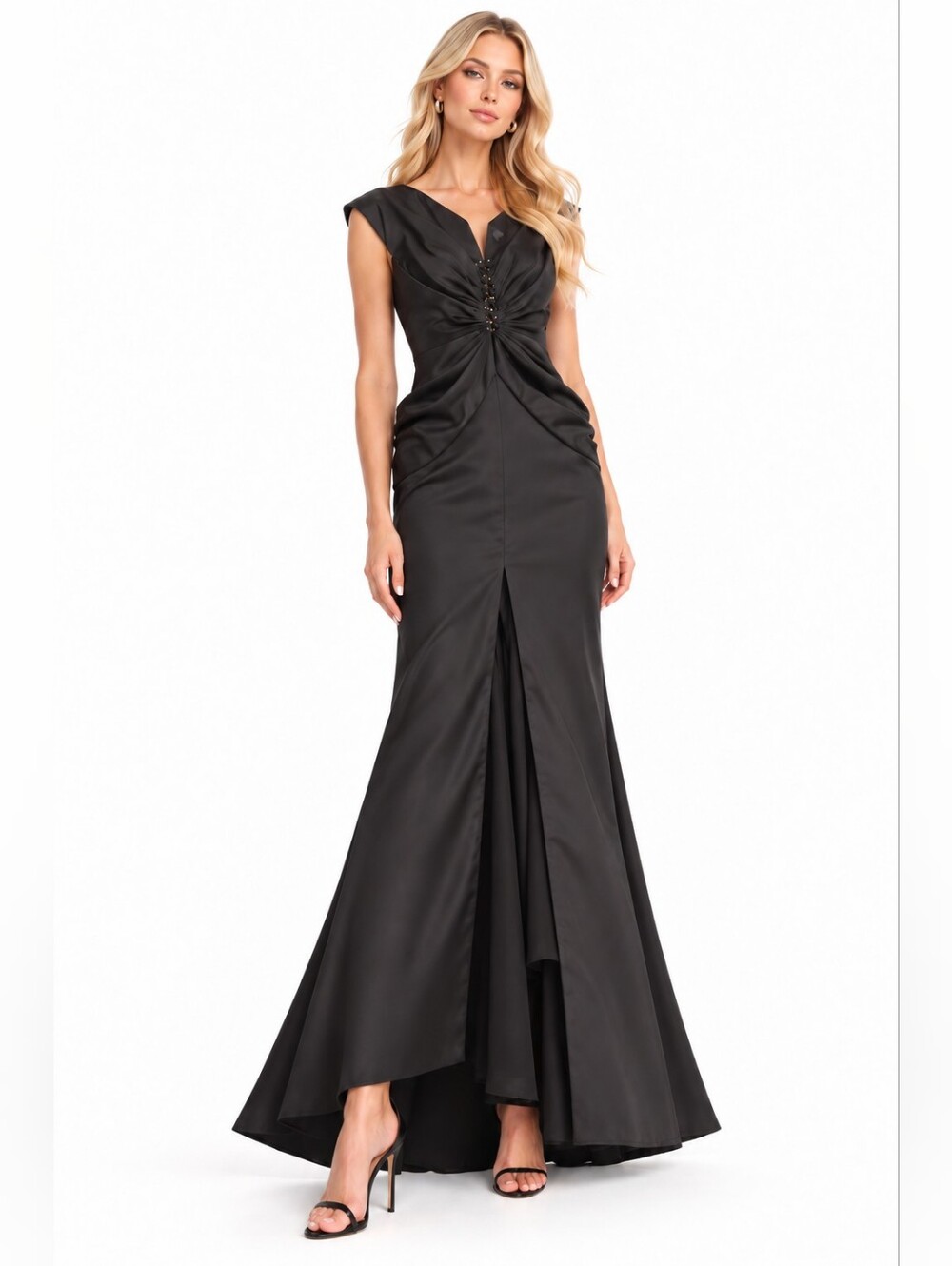 Adrianna Papel Size 6 Black Beaded Formal Dress Gown Mermaid